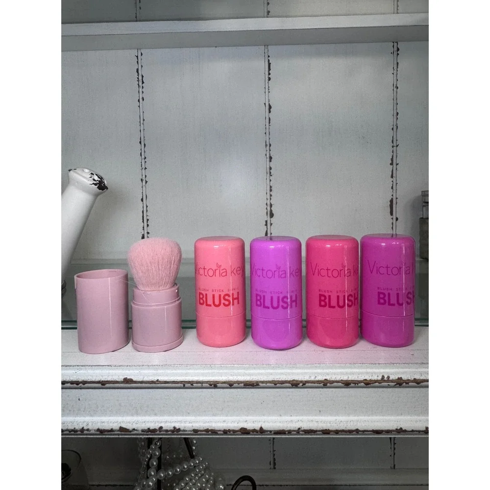 Victoria Key Jelly Tint Blush Stick 3-in-1 Set w/ Travel Brush 4 Shades 5g Each